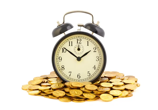 آلارم ساعت روی سکه‌های طلا برای نمایش زمان خرید