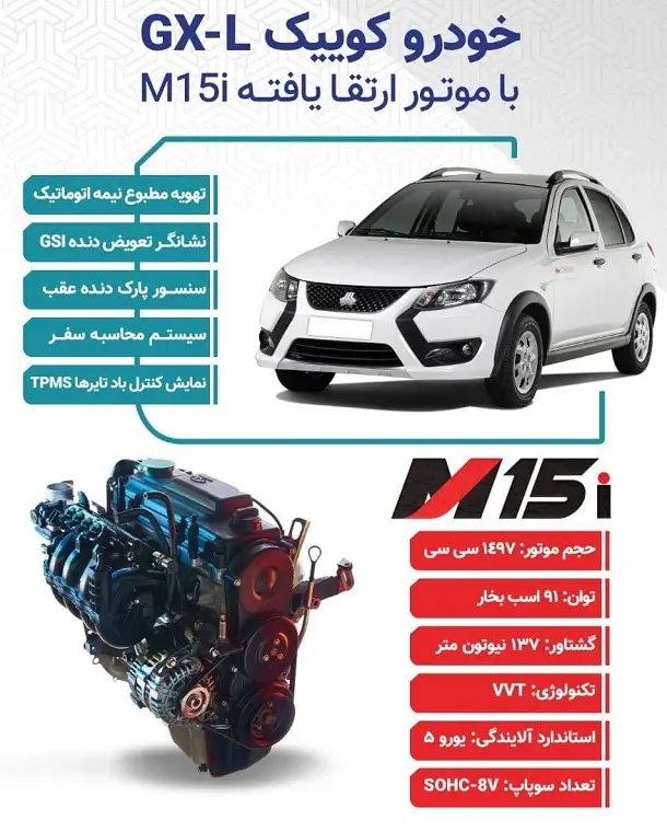 مشخصات فنی کوییک GX-L با موتور ارتقاء یافته