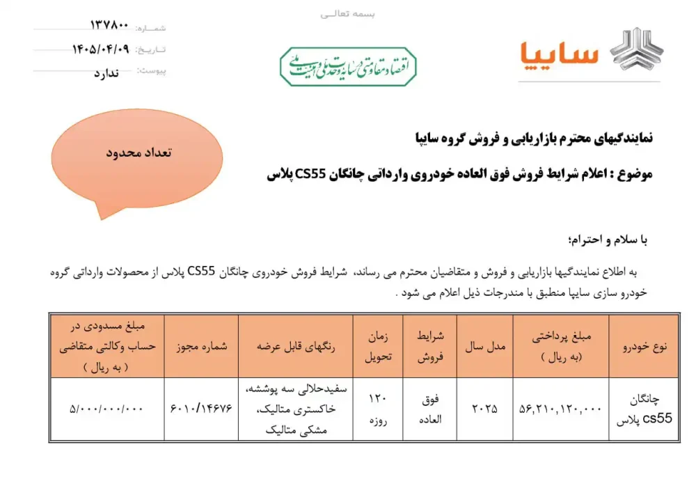 چانگان CS55 پلاس سایپا
